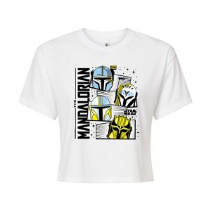 Women's - Star Wars - The Mandalorian Mando Helmet Grid Cropped Graphic T-Shirt - 1 of 4