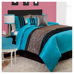 Blue Kenya Comforter Set (Twin) 5pc - Lush Decor