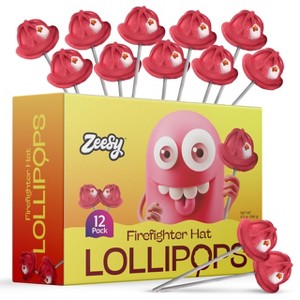 Zeesy Firefighter Hat Lollipops – 12 Pack Individually Wrapped Candy for Firefighter Birthday Party & Family Celebrations - 1 of 3