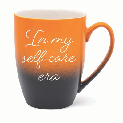 Elanze Designs In My Self-Care Era Two Toned Ombre Matte 10 ounce New Bone China Coffee Tea Cup Mug For Your Favorite Morning Brew, Orange and Black