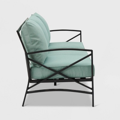 Kaplan Oil Rubbed Bronze Outdoor Metal Sofa with Mist Cushions