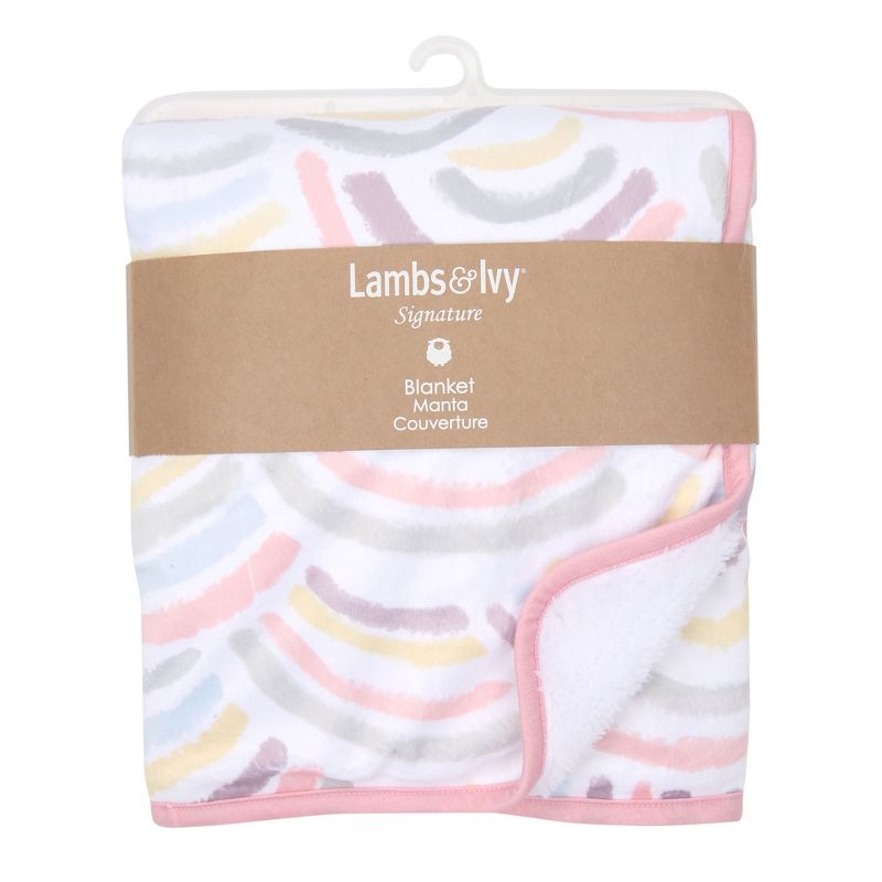 Lambs & Ivy Signature Rainbow Minky/Faux Shearling Soft Fleece Baby Blanket, 5 of 6
