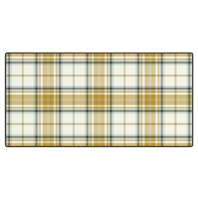Heather Dutton Headmaster Plaid Ivory Desk Mat - Deny Designs