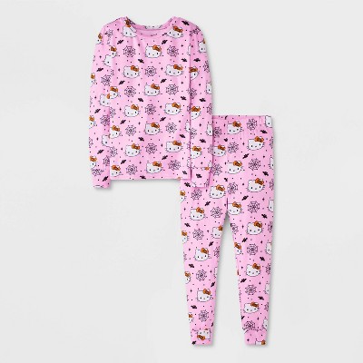 Toddler Girls' 2pc Hello Kitty Long Sleeve Halloween Viscose Snug Fit Pajama Set - Light Pink