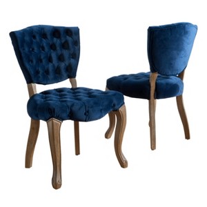 GDFStudio Colosseum Contemporary Button Tuft Dining Chairs with Rubberwood Legs(Set of 2) - 1 of 4