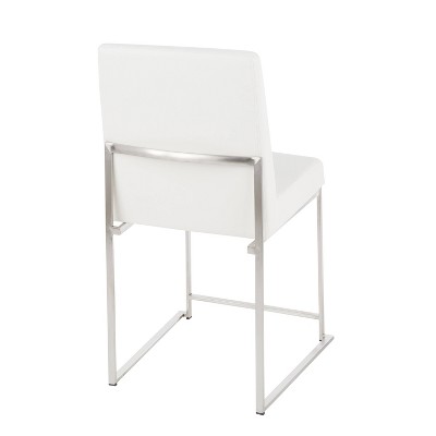 White Faux Leather High Back Metal Side Chair