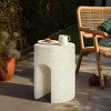 LuxenHome Outdoor Side Table, 17" Mod Ivory White Cement Round with U-Shape Patio End Table,Coffee Accent Table for Outdoor and Indoor - 2 of 4