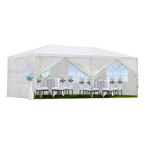 10'x30' Party Tent, Outdoor Wedding Tents with 8 Removable Sidewalls, Gazebo Shelter for Parties, Waterproof Canopy Tents, BBQ Events Tent, White - 1 of 4