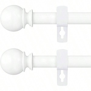 White Curtain Rods 48 to 84 or 88 Inches 2 Pack 5/8'' Metal Heavy Duty Rustic Farmhouse Bedroom Drapery Rods with Brackets - 1 of 4