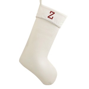 Personalization Mall Classic Christmas Embroidered Initial Ivory Christmas Stockings - 1 of 3
