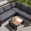 4 Pieces Metal Outdoor Patio Conservation Sofa Sets,Garden Lounge Sofa,Modern L-Shape Sectional Sofa with Coffee Table and Cushions-Coolbibila - 2 of 4