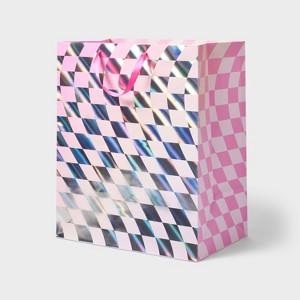 Checkered Jumbo Gift Bag - Spritz™ - 1 of 3