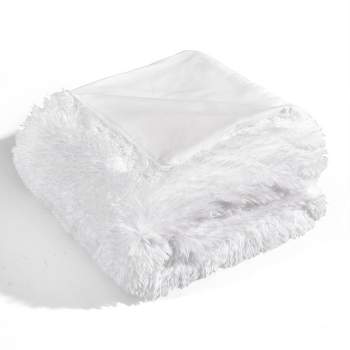 50"x60" Emma Faux Fur Throw Blanket White - Lush Décor