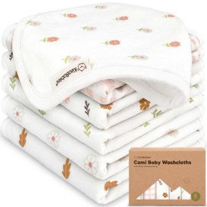 6-Pack Cami Baby Washcloths for Newborn, Organic Cotton Face Wash Cloths for Babies, Soft & Absorbent Baby Bath Towels - 1 of 4