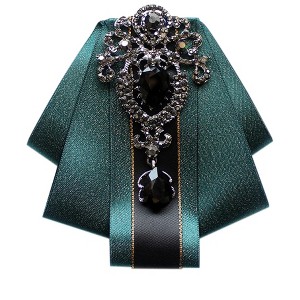 INSPIRE CHIC Women's Rhinestone Brooch Tie Pre-tied Ribbon Ties for Elegant Party - 1 of 4