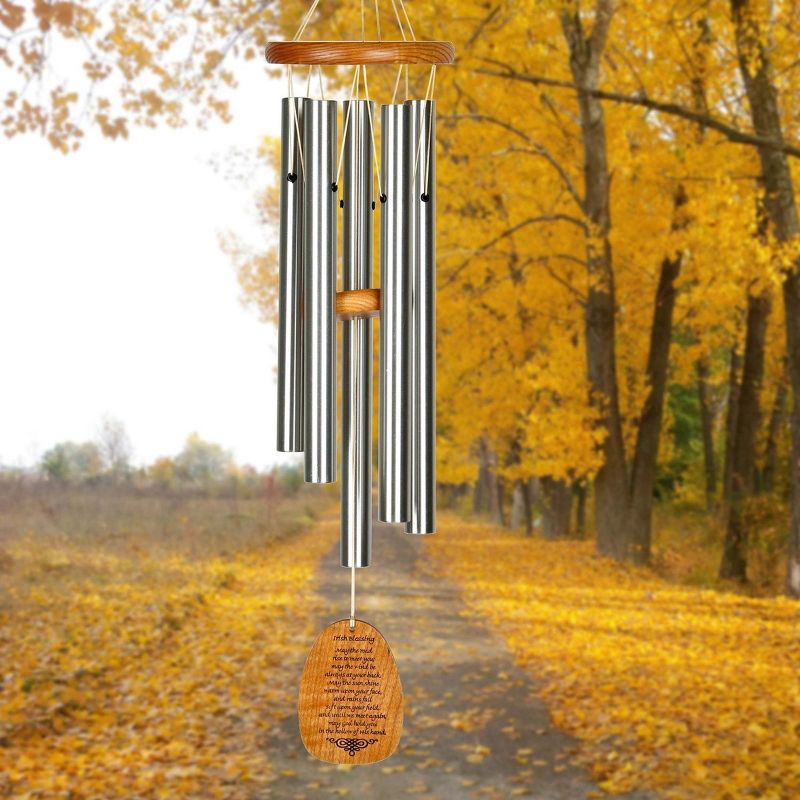 Woodstock Wind Chimes Signature Collection, Woodstock Reflections, 22'' Silver Wind Chime, 3 of 11