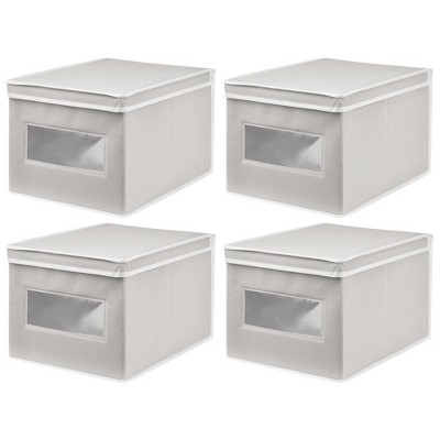 mDesign Soft Fabric Closet Storage Organizer Box, Large, 4 Pack