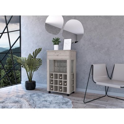 Vynxaria Light Grey 1-Drawer 12-Bottle Wine Cabinet - Modern Style, Functional Design, 27.44" Height