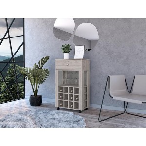 Vynxaria Light Grey 1-Drawer 12-Bottle Wine Cabinet - Modern Style, Functional Design, 27.44" Height - 1 of 4