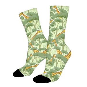 Grazing Giraffes Women Printed Crew Socks Funny Funky Socks Soft Polyester Novelty Gifts for Artists Men - 1 of 1