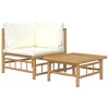 vidaXL 2 Piece Patio Lounge Set with Cream White Cushions Bamboo - 2 of 4