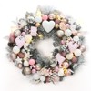 24 Inch Prelit Christmas Wreath for Front Door, Artificial Xmas Wreath with 20 LED Lights, Heart Gift Box Ornaments, Xmas Decor for Fireplace, Pink - 2 of 4