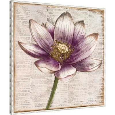 Patricia Pinto Framed Lotus Flower Canvas Art with Beaded Perimeter