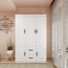 Keloyid White Wood 31.5 in. Armoire with 2 Drawers, 6 Shelves and Hanging Rails - 4 of 4