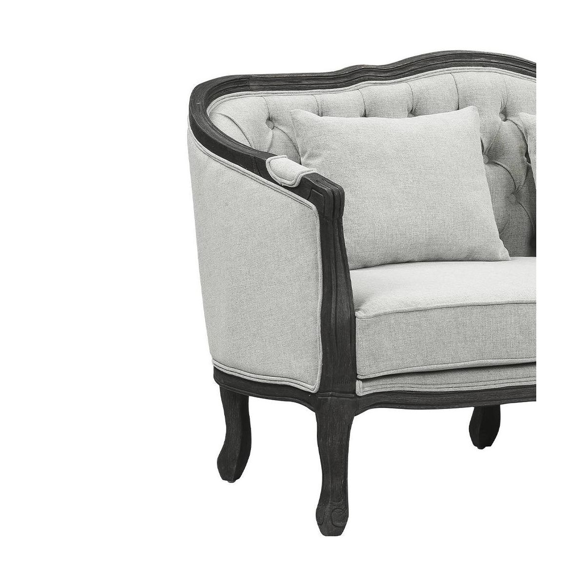 64" Samael Sofa Gray Linen, Dark Brown Finish, Carved Wood - Acme Furniture: Vintage French Design, No Assembly Required - thumbnail 2