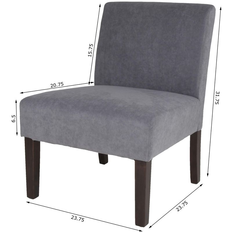 Zenvida Modern Armless Accent Slipper Chair, Solid Hardwood, 23.75"W, 3 of 9
