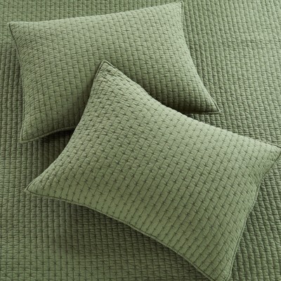 Forest Green Cotton Cross Stitch Standard Sham