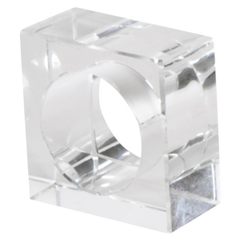 Crystal Block Napkin Ring Set of 4 - Clear