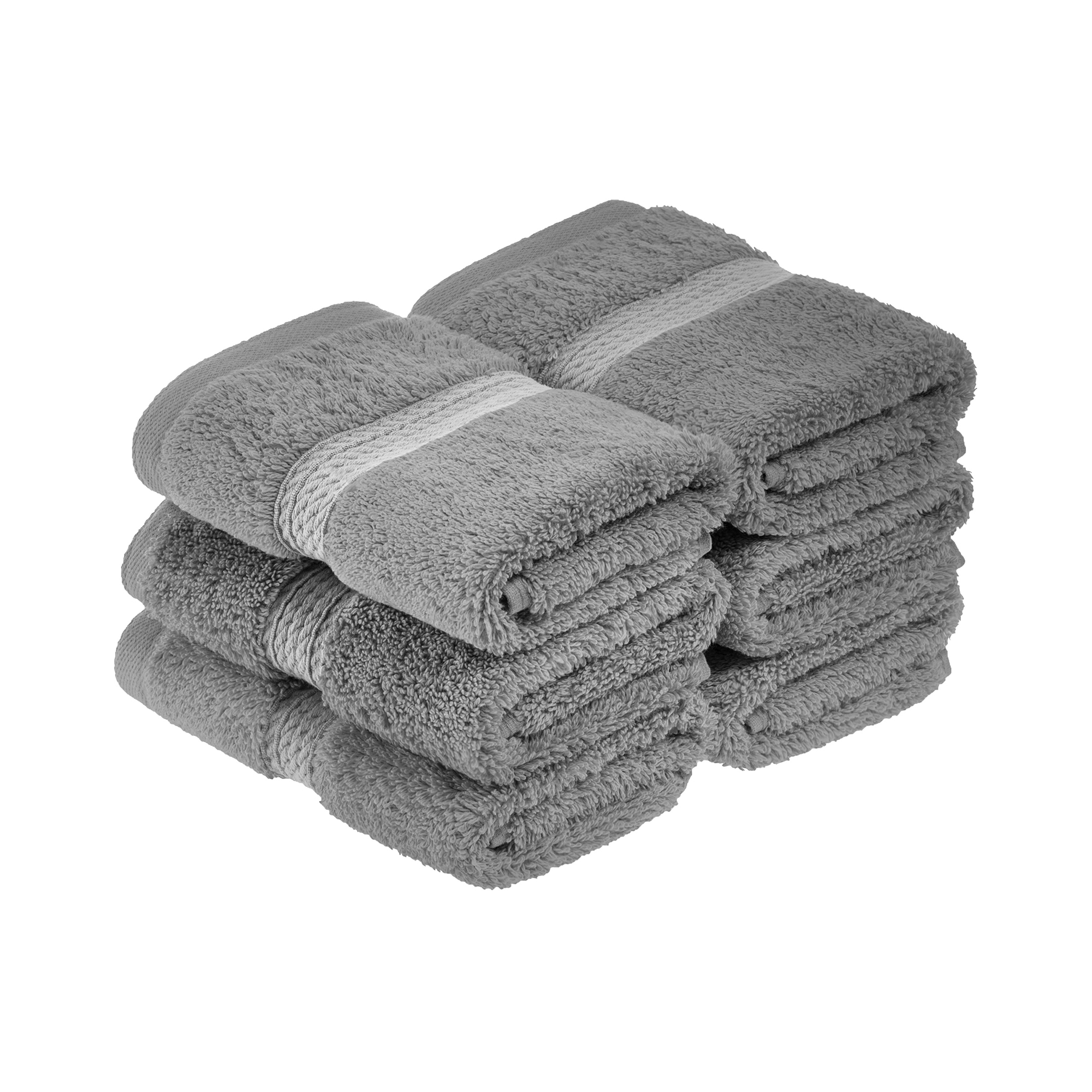 Luxury Egyptian Cotton Heavyweight Plush Face Towel/ Washcloth Set of 6, Charcoal - Blue Nile Mills