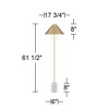 Possini Euro Design Scava Mid Century Modern 61 1/2" Tall Standing Floor Lamp Skinny Pole Pull Chain Gold Marble Antique Brass Finish Living Room - 4 of 4