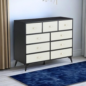 Gulches CABINET WOOD MDF BOARDS, 9 Drawers Dresser, BLACK COLOUR - 1 of 4