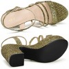 BLISSFUL STEP Women's Glitter Chunky Heel Open Toe Slingback Sandals - 4 of 4