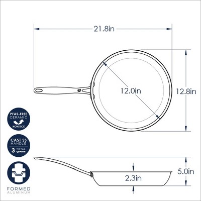 12-Inch Black Ceramic Non-Stick Aluminum Saute Skillet