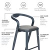 Sunnyfurn Aluminum Minimalist Bar Chair with Backrest - Contemporary Bar Stool Set, 2-Piece Set for Indoor and Outdoor Use, Gray-Blue - 4 of 4