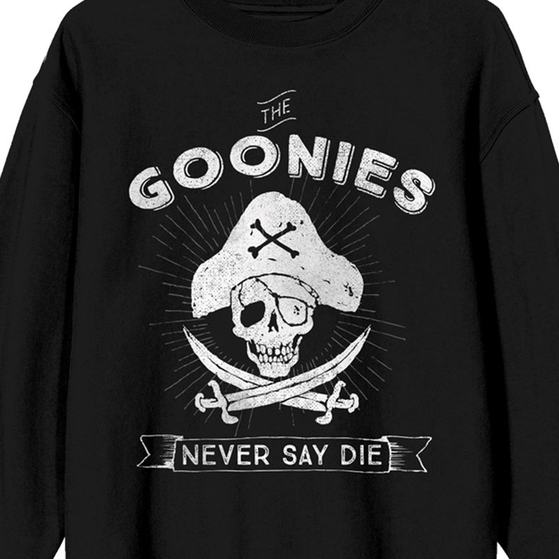 The Goonies Goonies Never Say Die Skull And Crossbones Women's Black Long Sleeve Sweatshirt, 2 of 4