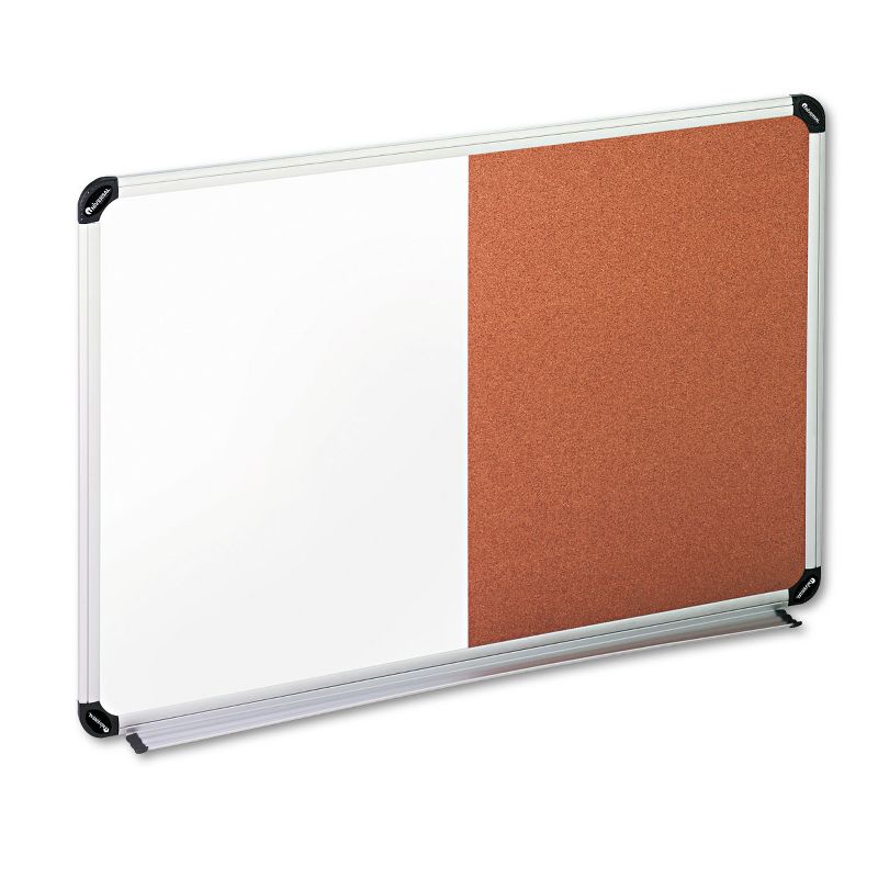 UNIVERSAL Cork/Dry Erase Board Melamine 36 x 24 Black/Gray Aluminum/Plastic Frame 43743, 1 of 9