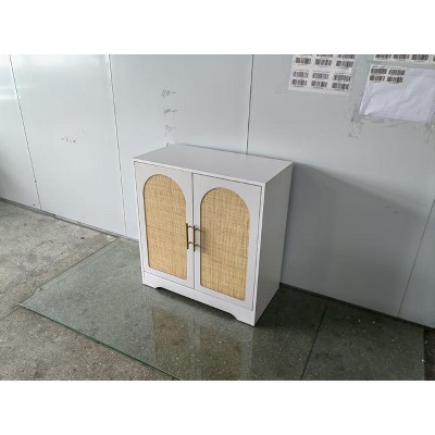 Buffet Cabinet with Storage, Rattan Storage Cabinet with 2/4Doors, Accent Sideboard with Sturdy Wood Feet, for Living/Dining Room, Entryway
