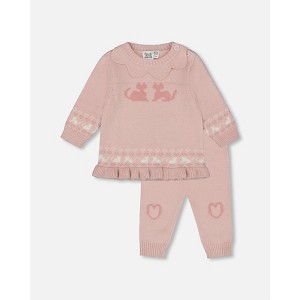 Deux par Deux Girl Knitted Top and Pant Set Light Pink - 1 of 4