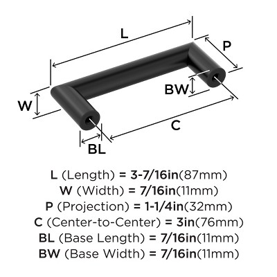 Matte Black 3 inch Modern Industrial Bar Pull