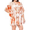 LA LEELA Women's House Daily Routine Evening Wear Vacation Casual Dailywear Holiday Relaxed Fit Caftan Short Loungewear 2X-3X Orange, Tie Dye Design - 3 of 4