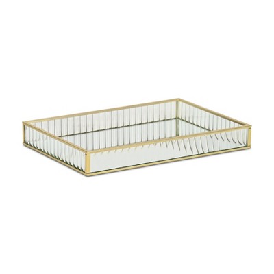 Cheung's Veldra Gold Rectangular Fluted Glass Tray - Large