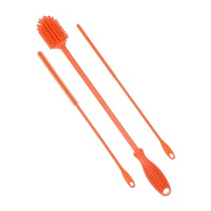 Unique Bargains Silicone Bottle Brush with 2 Straw Brush  for Cleaning Narrow Neck Containers Sport Bottles - 1 of 4