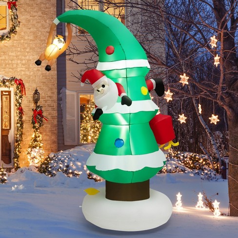 Costway 8ft Inflatable Christmas Tree With Santa Claus, Blowup ...