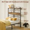 Pinmoco Bed Frame with 49.2" High LED Storage Headboard and 2 Drawers, Metal Platform Bed with Charging Station, Height Adjustable - 2 of 4