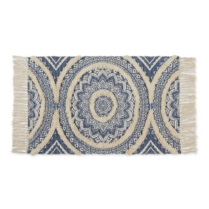 Design Imports Medallion Textured Fringe - French Blue - 2 X 3 Ft - 1 of 4