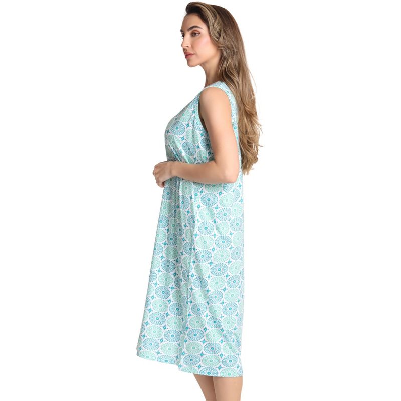 Just Love Womens Nightgown - Sleeveless Henley Oversized Sleepwear Gown, 2 of 4